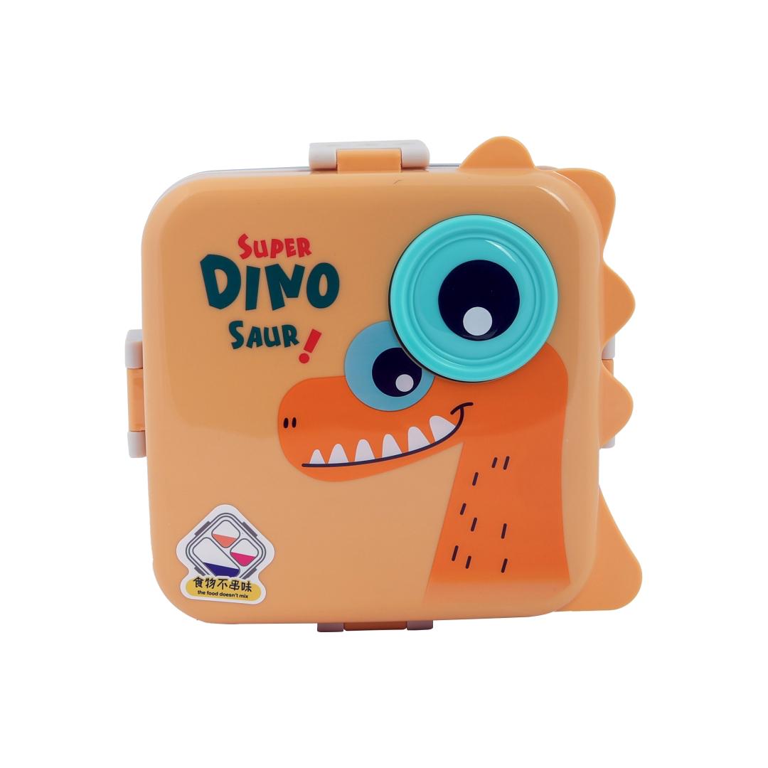 Lunch Box - Stylish Dino Yellow| 3 Grid Insulated Stainless Steel Lunch Box