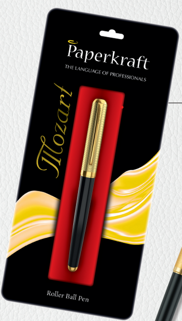 Paperkraft Mozart- Blue Roller Ball Pen (Pack of 1) |Black & Gold