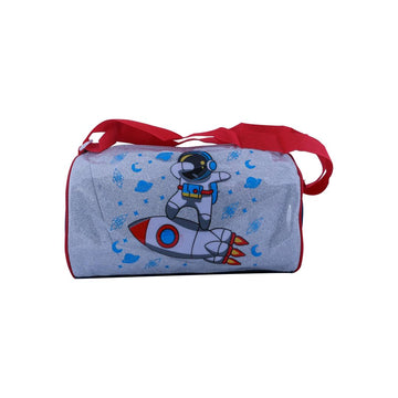 Astronaut Duffel Bag for Boys|Space Theme Glitter Duffel Bag - Blue (15L)