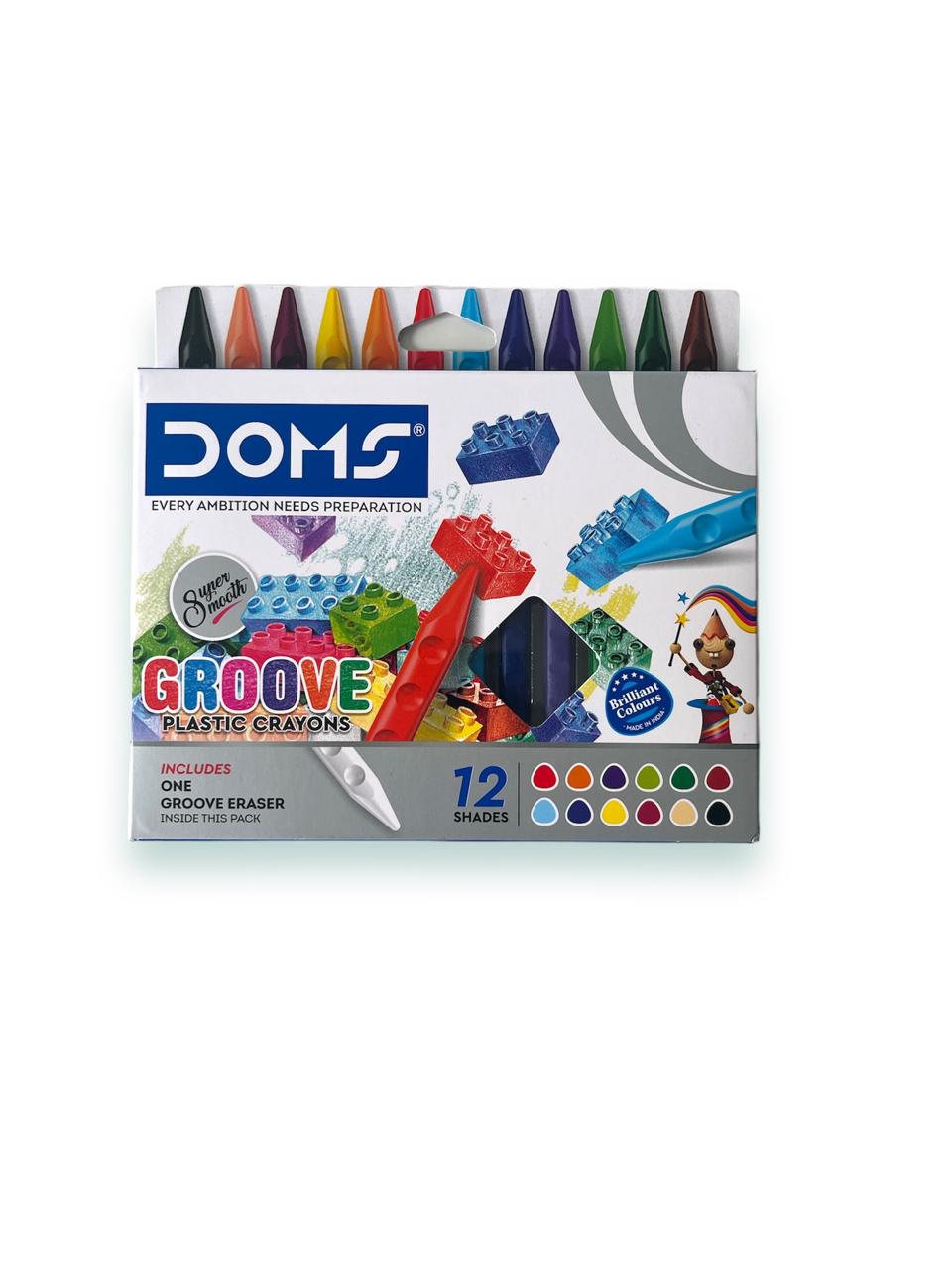 DOMS GROOVE Plastic crayons set of 12 shades