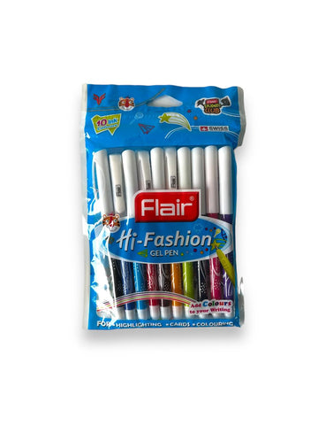 Flair Hi-Fashion Gel pen (Pack of 10 oens)| set of 2 packets