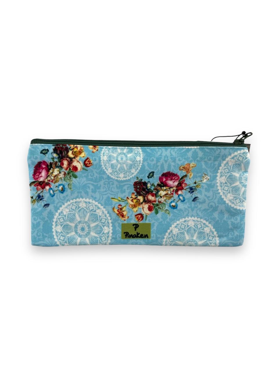 Pinaken Stlylish canvas Pencil pouch|Zipper case|Canvas fabric|Blue