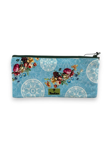 Pinaken Stlylish canvas Pencil pouch|Zipper case|Canvas fabric|Blue