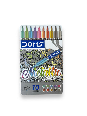 Doms Matallic Fine Point Marker Pens 10 Shades (Pack Of 1), Multicolour