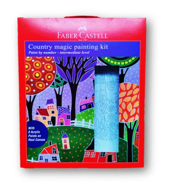 Faber Castell Paint by Number - Country magic- Fun and Educational|printed Canvas Board| non-toxic